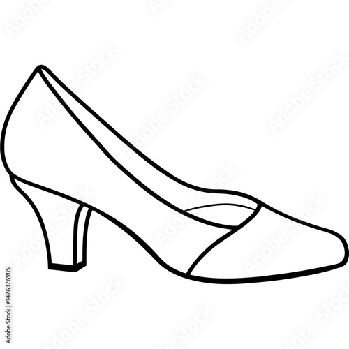 Kitten Heels Black Silhouette Vector on White Background