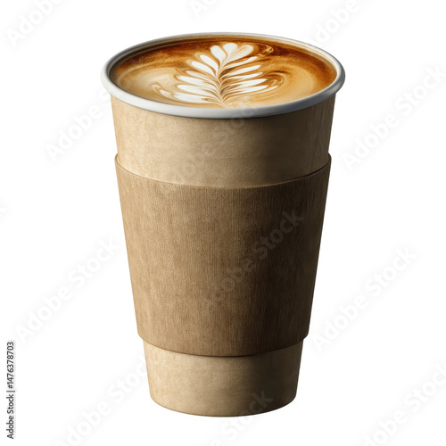 Artisan Latte in Eco-Friendly Take Away Cup with Latte Art