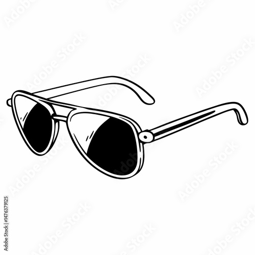 Sunglasses with dark lenses line drawing / 
ダークレンズ付きサングラスの線画