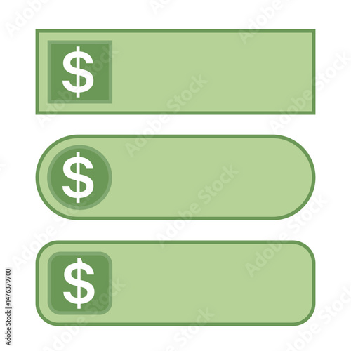 modern green design usd symbol button element vector template blank space, dollar text box element green