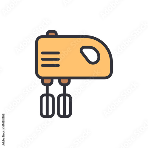Isolated Handheld Mixer Illustration With Whisk Attachment And Speed Controls