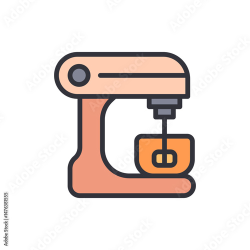 Isolated Peach Colored Stand Mixer Illustration On Transparent Background