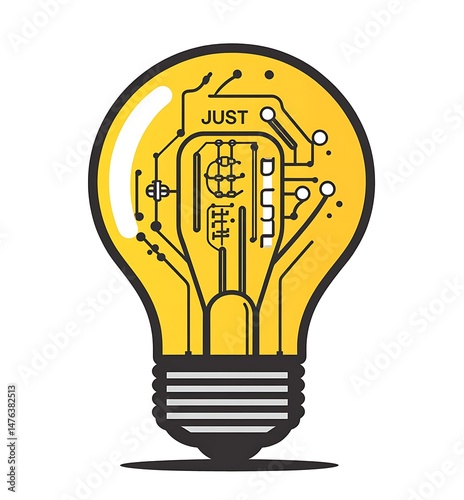 A yellow light bulb with circuit board 