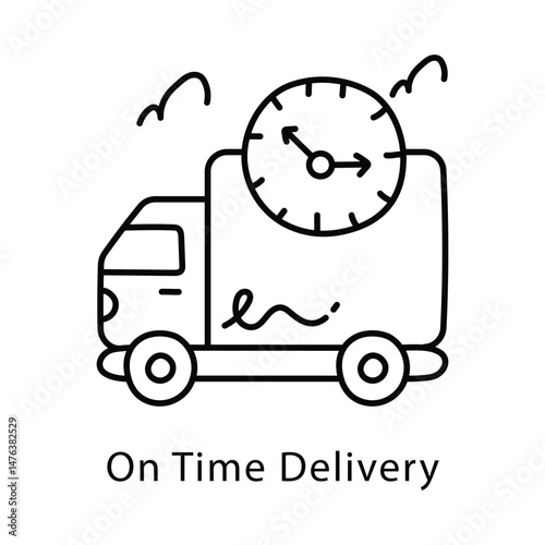 On Time Delivery Vector Outline Style Icon. Eps 10 File