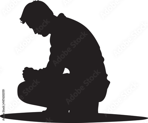 Kneeling Man silhouettes