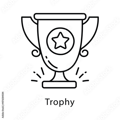 Trophy Vector Outline Style Icon. Eps 10 File