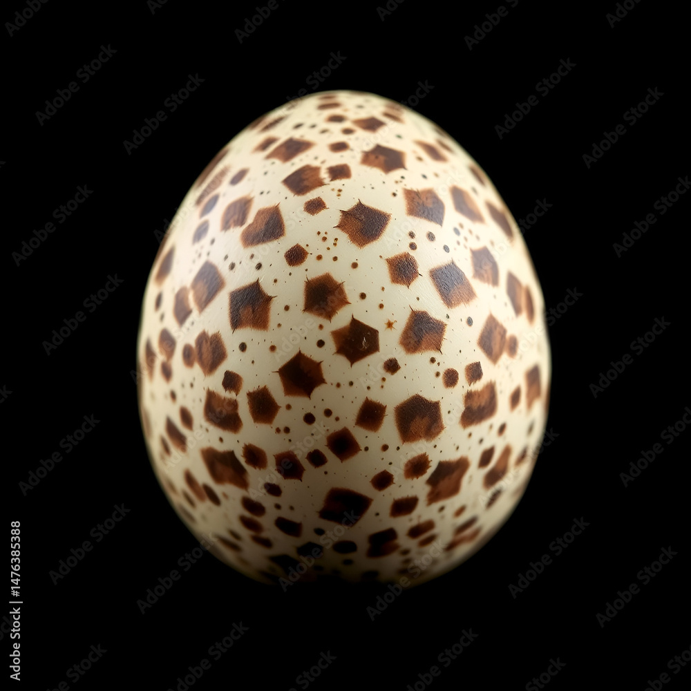 Close-up Studio Shot of a Single Quail Egg Displaying its Unique Speckled Pattern against a Black Background Close-up Studio Shot of a Single Quail Egg Displaying its Unique Speckled Pattern against a Black Background