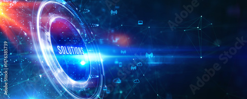 Business, Technology, Internet and network concept. Solutions business words. 3d illustration