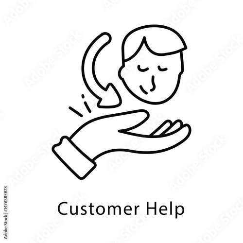 Customer Help Vector Outline Style Icon. Eps 10 File