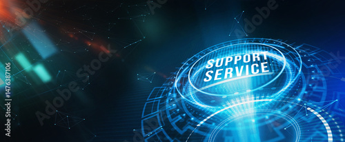 Business, Technology, Internet and network concept. Technical Support Center customer service. 3d illustration