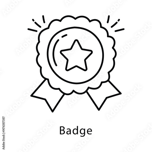 Badge Vector Outline Style Icon. Eps 10 File