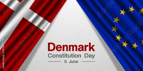Denmark Constitution Day. Denmark and europe flag. Great for posters, banners, social media and more. White background. 