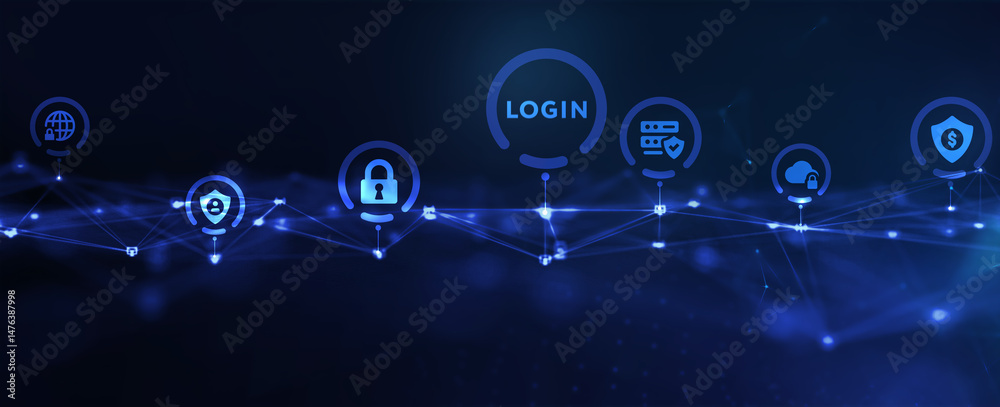Fototapeta premium Concept of login. Business, Technology, Internet and network concept. 3d illustration