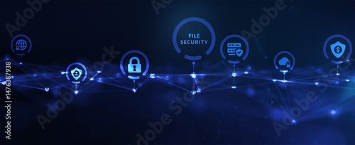 Business, Technology, Internet and network security. File security. 3d illustration