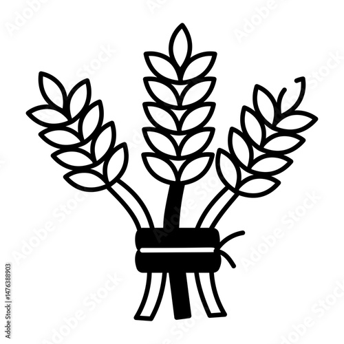 Drawing style icon depicting wheat bundle tied together
