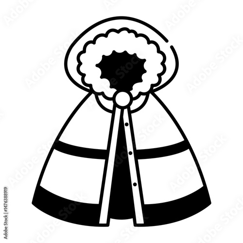 Icon showing winter cloak in sketchy style