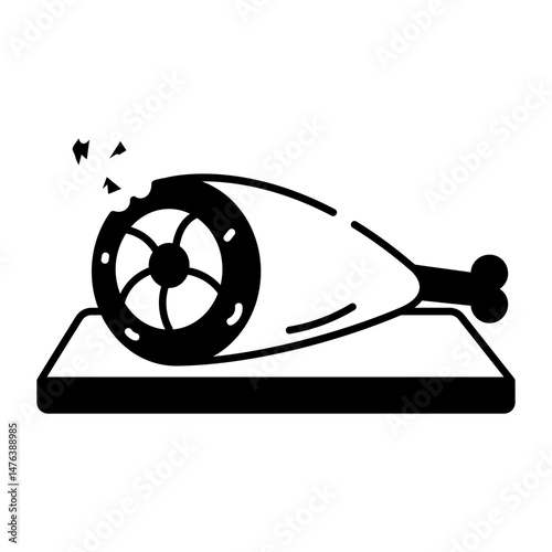Drawing style icon depicting smoked meat piece
