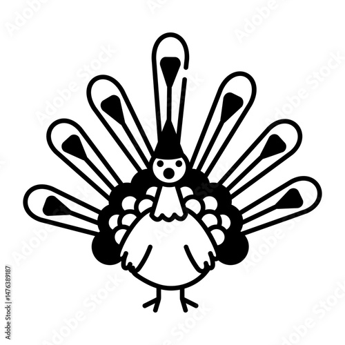 An icon of thanksgiving turkey designed in hand drawn style
