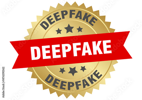 deepfake. deepfake round red and gold label isolated on transparent background