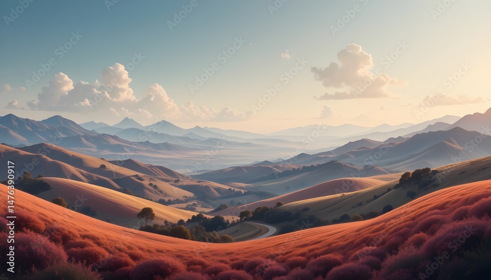 Naklejka premium Organic Abstract Panorama Wallpaper Background with Natural Flowing Shapes and Earthy Tones for Modern Design