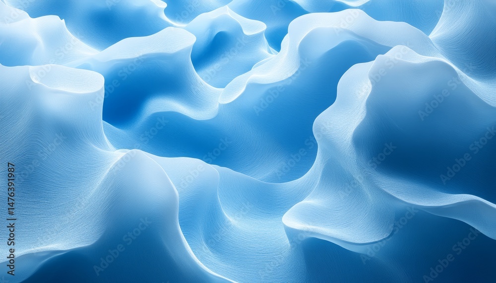 Obraz premium Abstract Fluid Background, Dynamic Waves in Blue Tones, Soft Gradient, Delicate and Gentle