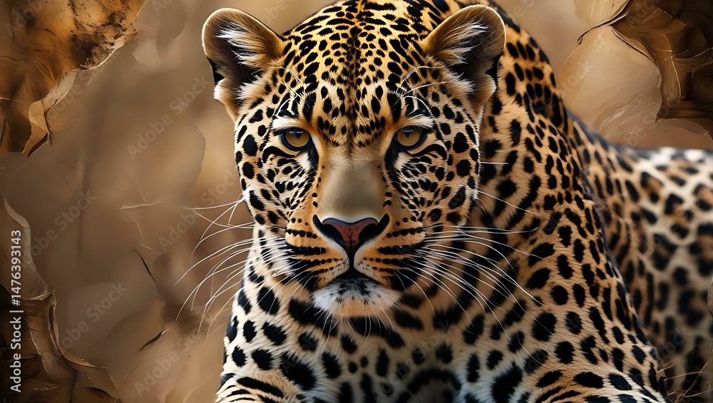 Naklejka premium Leopard tiger animal skin seamless pattern texture print background