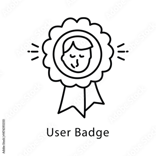 User Badge Vector Outline Style Icon. Eps 10 file