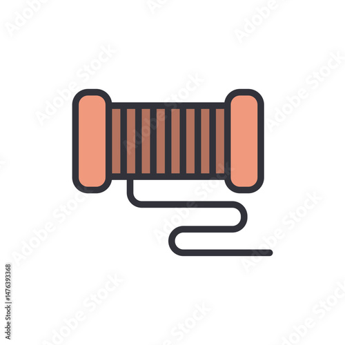 Spool Of Thread With A Subtle Peach Hue On Transparent Canvas