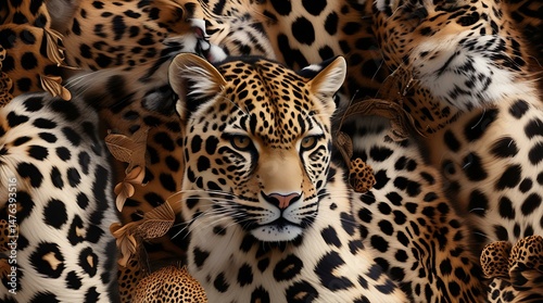 Leopard tiger animal skin seamless pattern texture print background