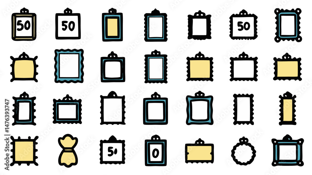 Hand Drawn Picture Frames Doodle Icon Collection for Creative Projects Hand Drawn Picture Frames Doodle Icon Collection for Creative Projects