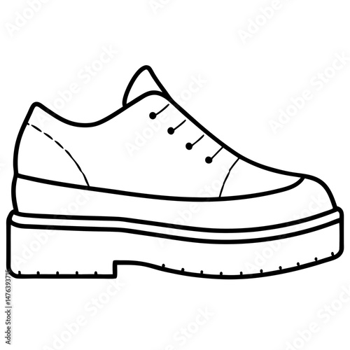 Platform Shoes Black Silhouette Vector on White Background