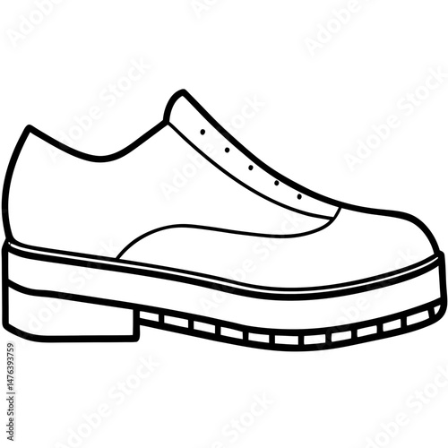 Platform Shoes Black Silhouette Vector on White Background
