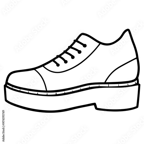 Platform Shoes Black Silhouette Vector on White Background