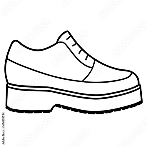 Platform Shoes Black Silhouette Vector on White Background