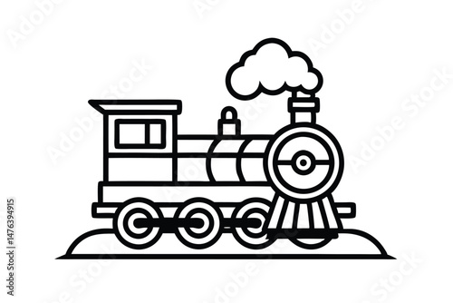 Vector illustration of a vintage toy train locomotive, ideal for transport and travel designs