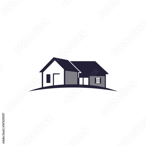 Modern House Design Minimalist Home Architectural Illustration Simple Building Gray White Elegant Residential Property Home Sweet Home Family House Dream Home Suburban Living Real Estate Icon Vector  