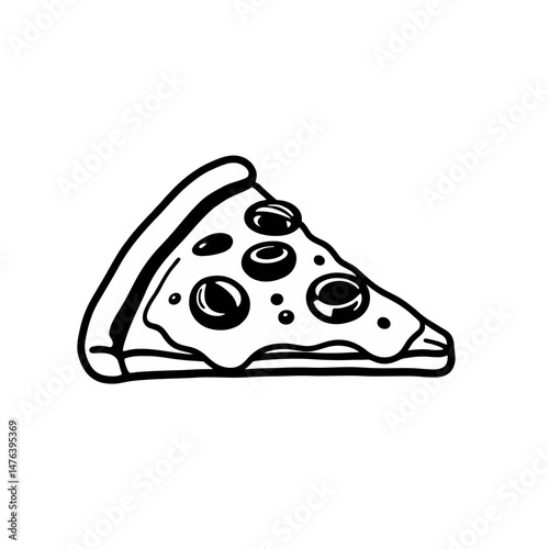 Delicious Single Slice Pizza Illustration Simple Black White Outline Drawing Perfect for Menu Design Restaurant Branding Food Blog Graphic Pizza Slice Icon Vector Art Digital Download Instant Download
