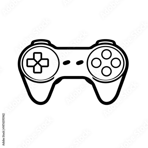 Classic Gamepad Controller Outline Vector Illustration Simple Retro Gaming Design Element Black White Minimalist Style Digital Art Graphic Resource for Video Game Projects and Websites Clean Modern   