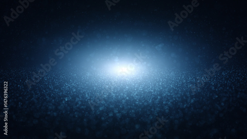 Magic blue glowing particles illustration background.