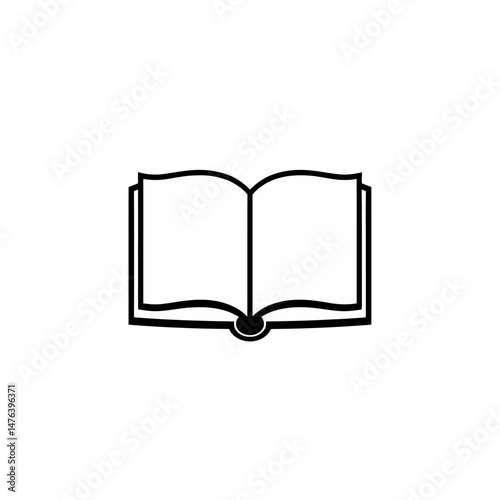 Simple Open Book Icon Vector Illustration Graphic Design Element Black White Minimalist Reading Knowledge Education Textbook Literature Library School Study Research Information Symbol Open Book Page 