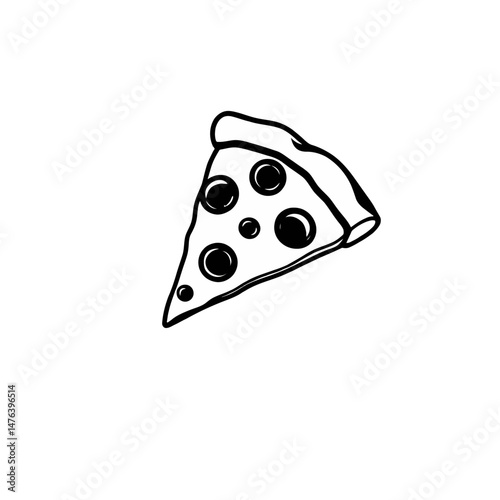 Delicious Pizza Slice Simple Line Art Drawing Graphic Design Element Illustration Perfect for Menu Restaurant Pizzeria Food Blog Website Social Media Post Print Cute Hand Drawn Black and White fast   