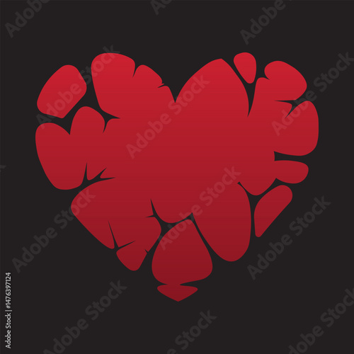 Shattered Heart: A simple yet impactful image of a broken heart, rendered in bold red against a dark background, captures the raw emotion of heartbreak.