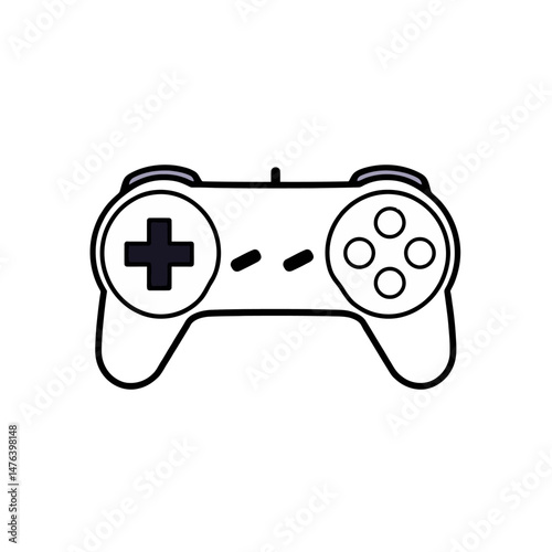 Retro Game Controller Design Classic Gaming Icon Digital Art Illustration Simple White Background Video Game Joystick Element Play Station Graphic Design Template Modern Minimalist Style Clean Line   