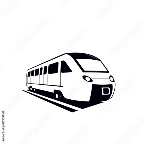 Modern High Speed Train Transportation Icon Design Graphic Vector Illustration Railway Travel Railroad Journey Express Locomotive Rapid Transit Passenger Vehicle  White Black Minimalist Style logo    