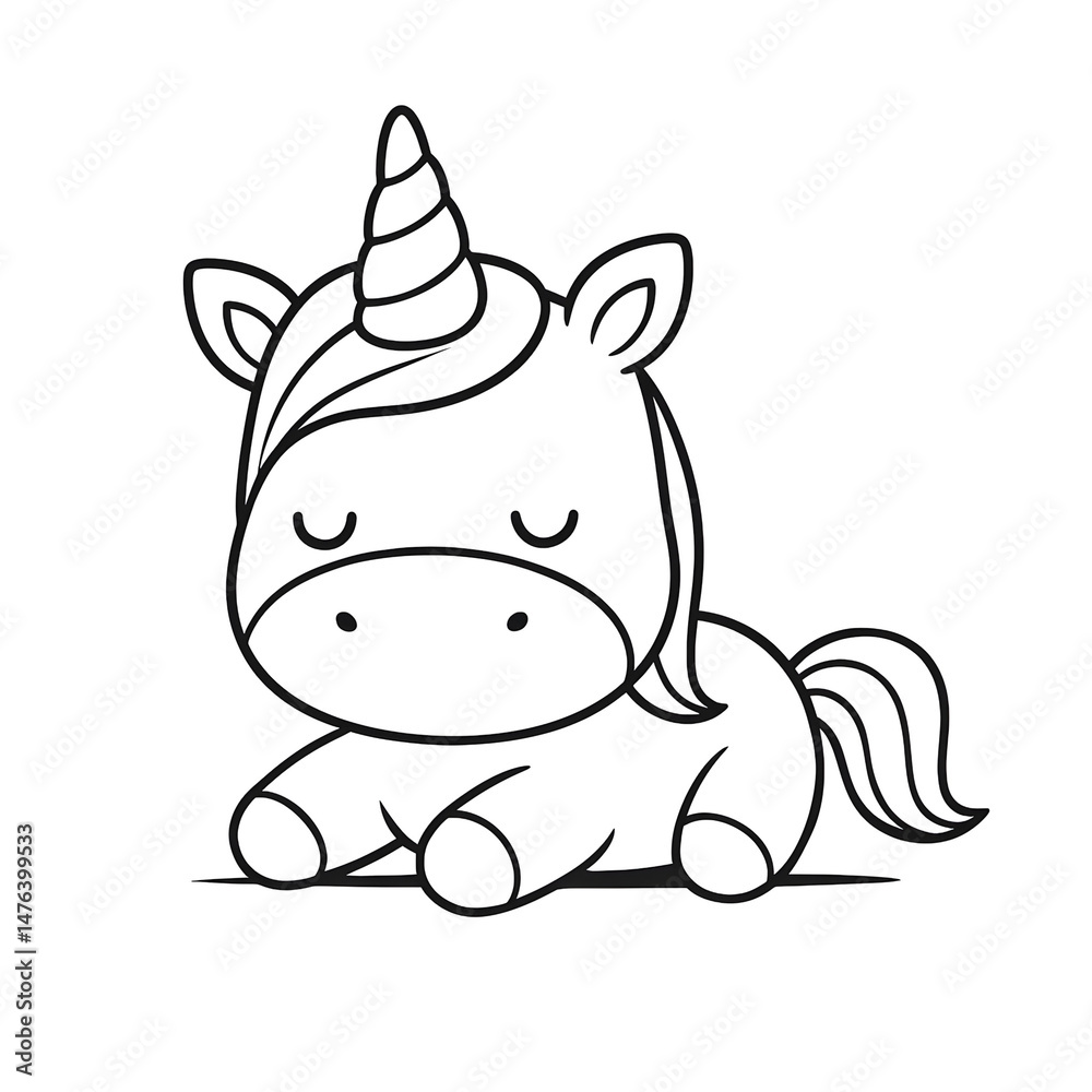 Obraz premium Coloriage licorne couchée 