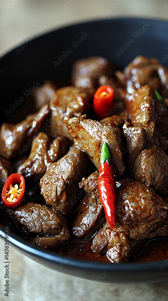 Fototapeta premium Spicy Beef Stew Chili Peppers Aromatic Rich Flavorful Dish Delicious Food Gourmet Recipe Cooking