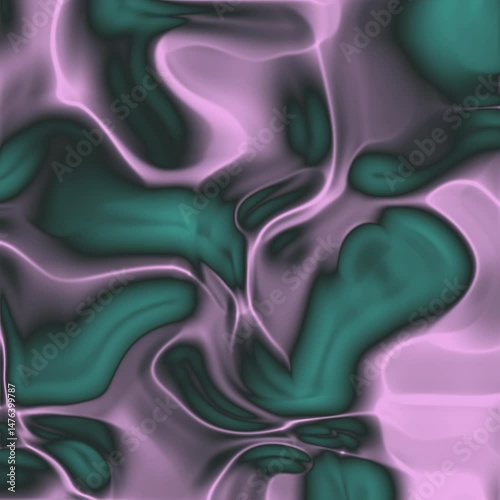 Abstract fluid shapes in vibrant teal and soft pink tones create a mesmerizing pattern, evoking a sense of movement and depth, perfect for backgrounds or artistic designs
