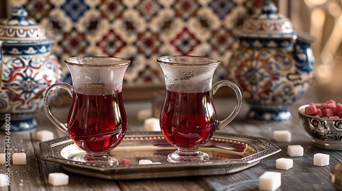 A tea setup from Turkish cuisine culture Deep