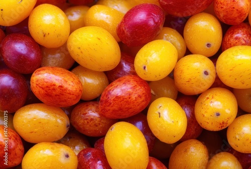 Colorful Assortment of Fresh Candied Fruits in Vibrant Yellow, Red, and Orange Shades for Healthy Snack and Dessert Inspirations