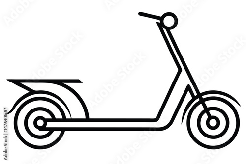 Modern Electric Scooter Logo with Sleek Monoline Design
